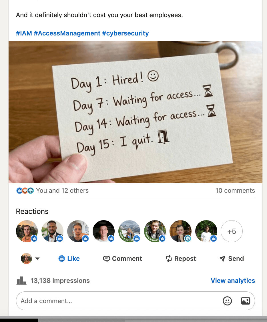 LinkedIn post with 13K impressions
